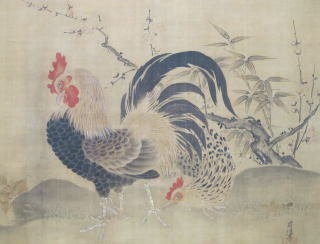 松竹梅に鶏図