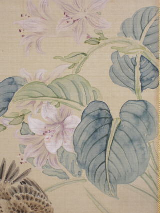 ギボシ花に雀図